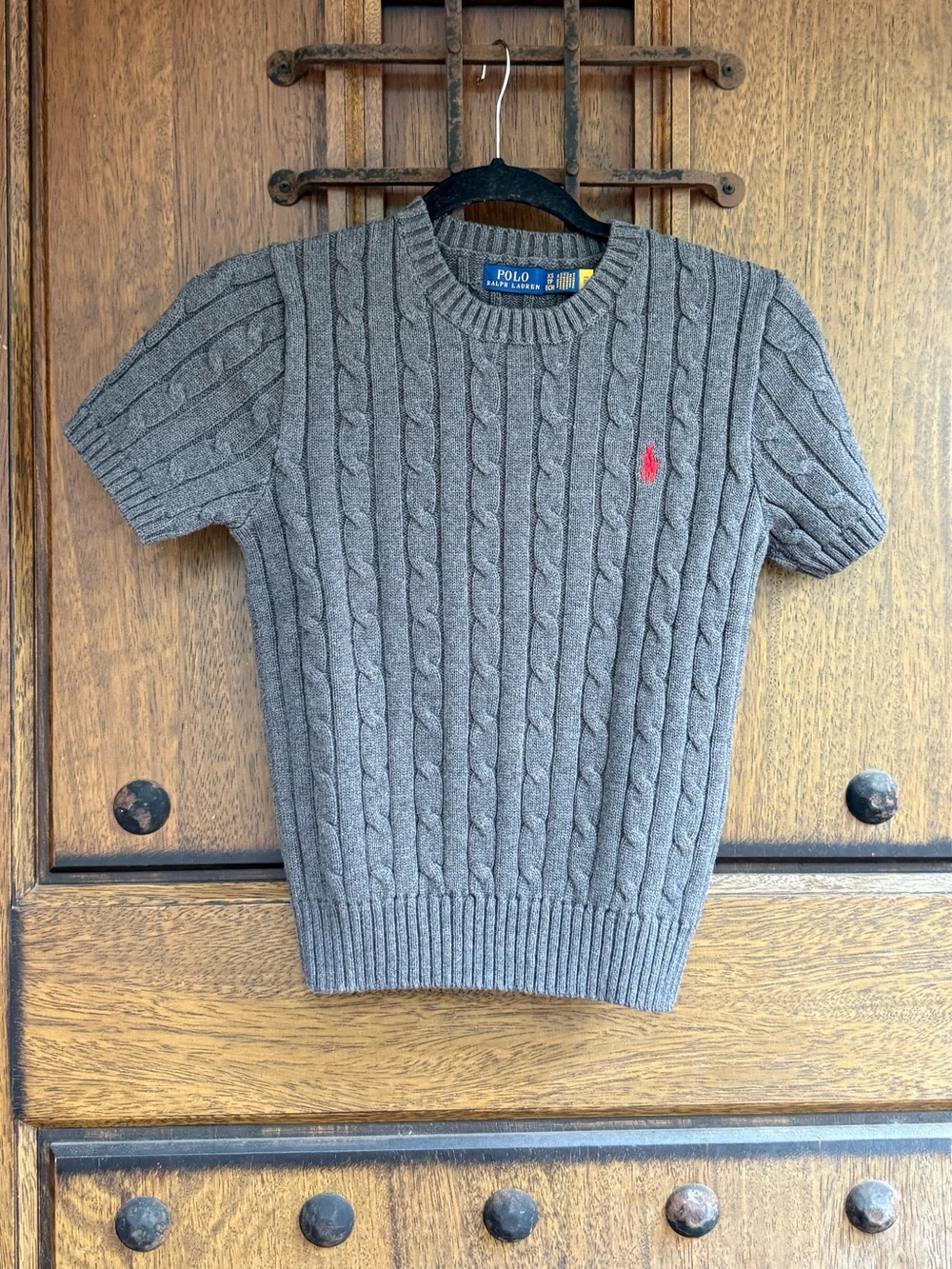 Polo Ralph Lauren Gray Cable Knit Short Sleeve Sweater Size XS